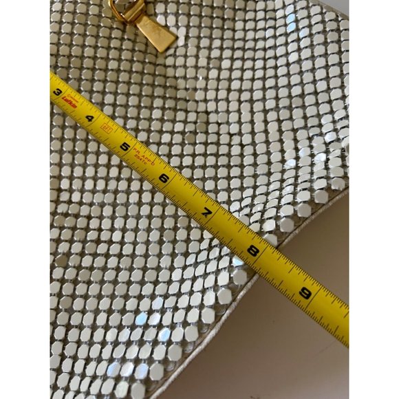 Vintage 1980's Allan Edward Handbag 12 x 18 Double Strap Mosaic Mesh Squares - Picture 8 of 10